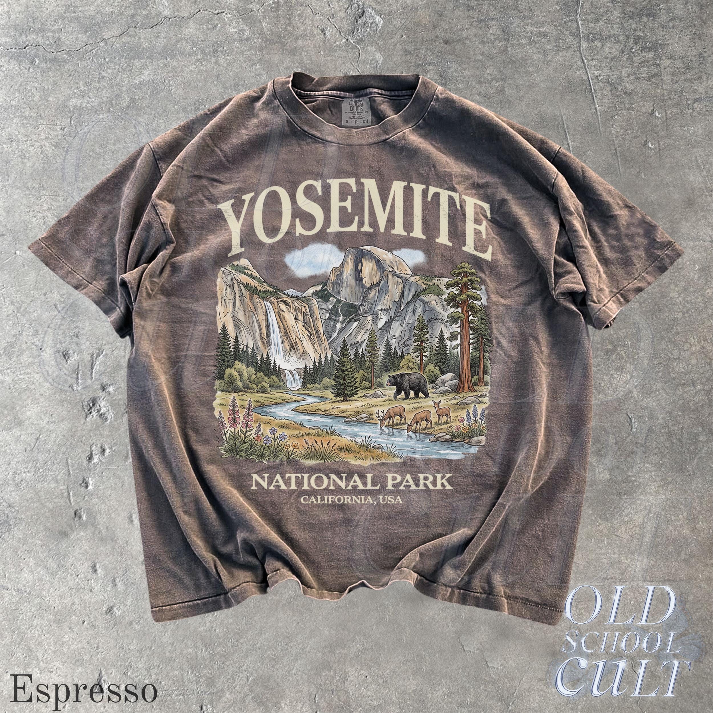 Yosemite National Park Vintage 90s Retro Comfort Colors California Wildlife Bear Usa Tee