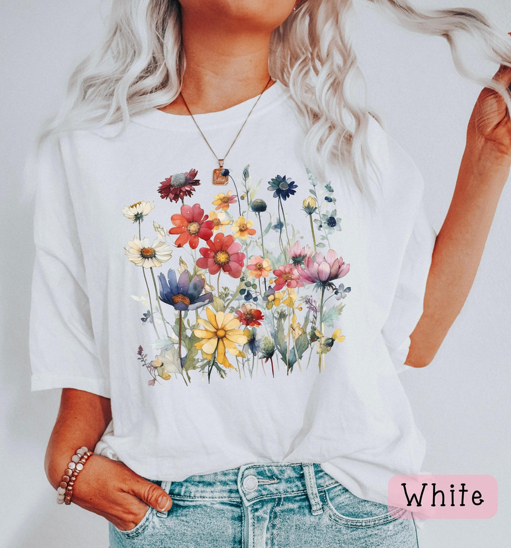 Boho Wildflower Comfort Colors Spring Floral Tee Unisex