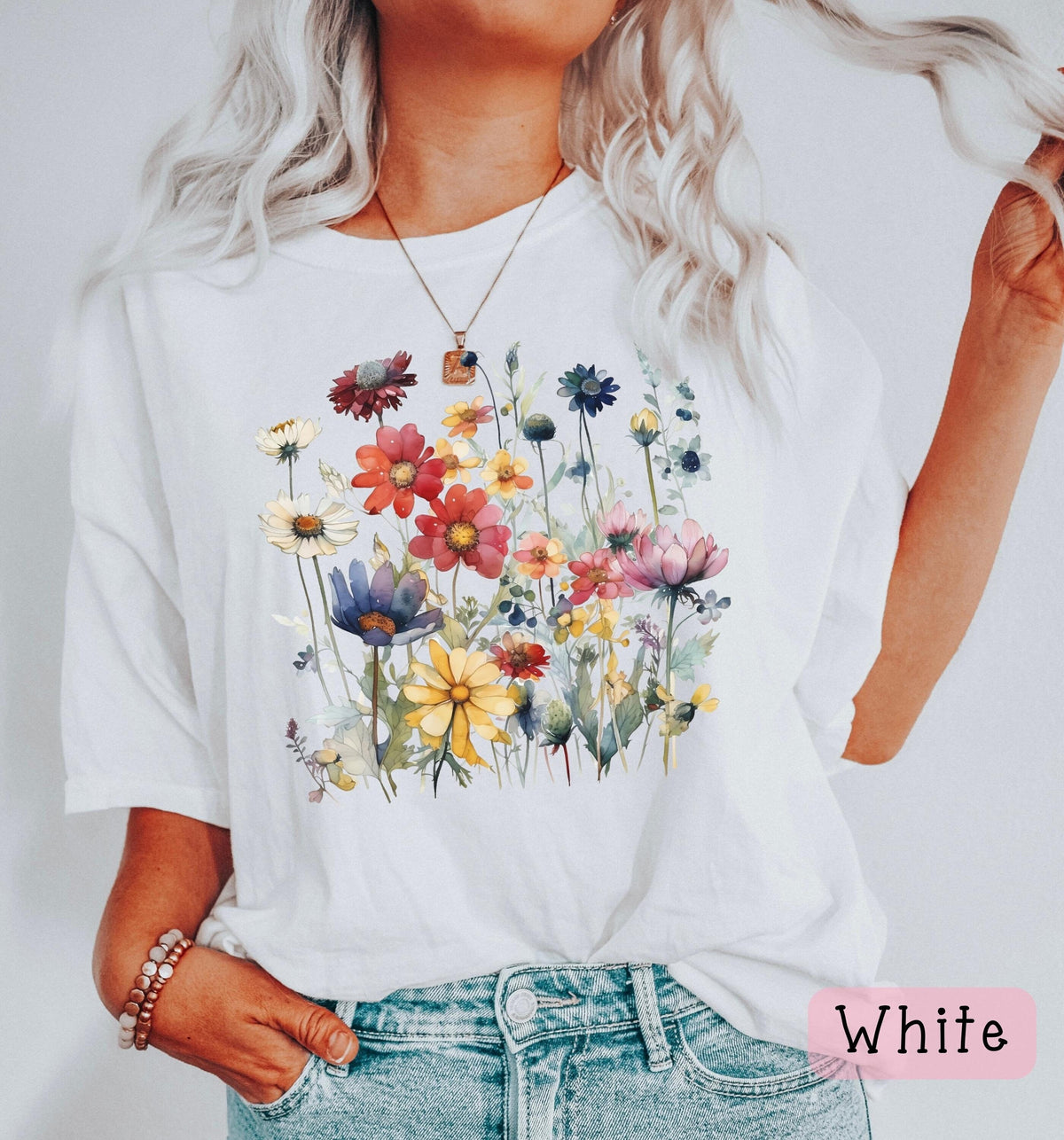 Boho Wildflower Comfort Colors Spring Floral Tee Unisex