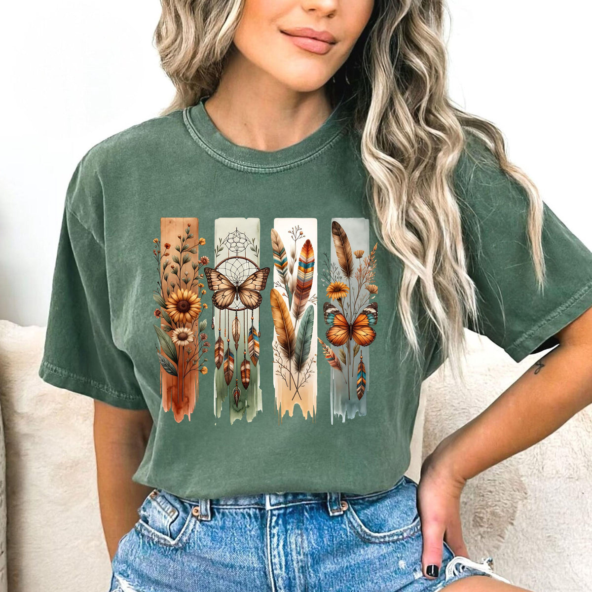Comfort Colors Vintage Boho Flower Flower Butterfly Floral Retro Flower Nature Lover
