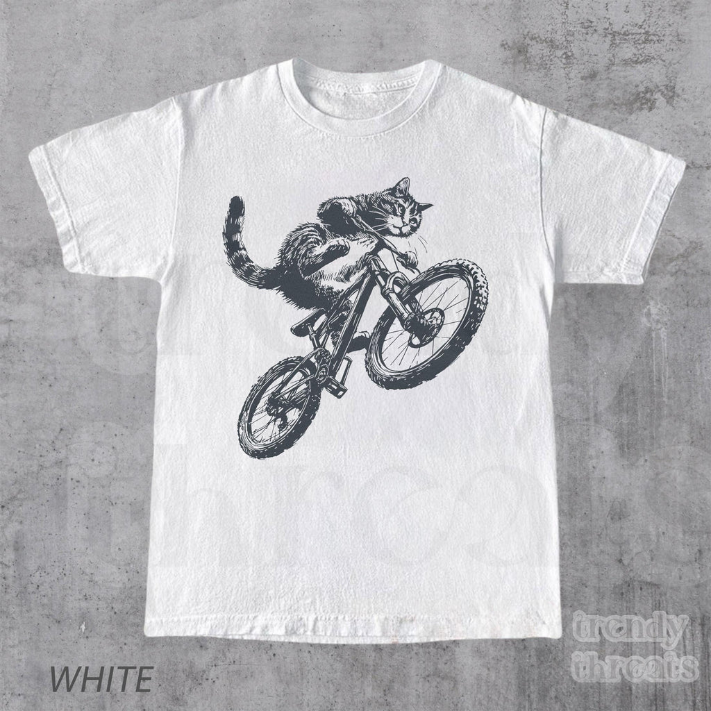 Cat Riding Bicycle Kitten Cat Lover Tee Bikers Cat Parents