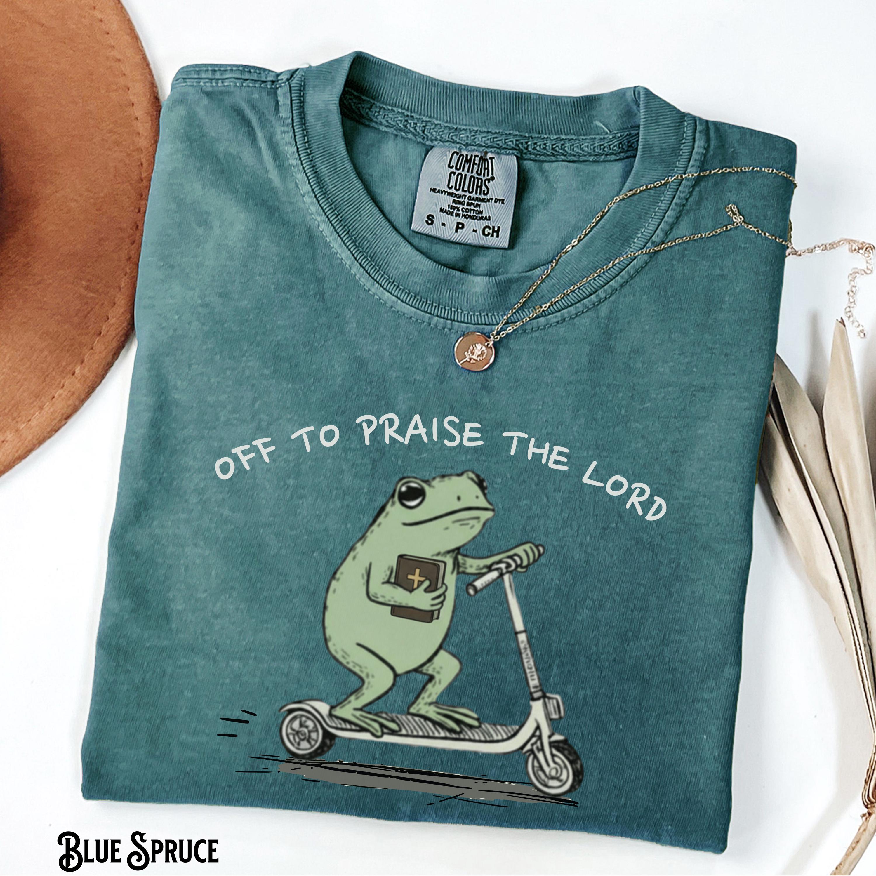 Comfort Colors Christian Garment-Dyed Tee Frog Off Praise Lord Bible Study Jesus Church Faith Humor