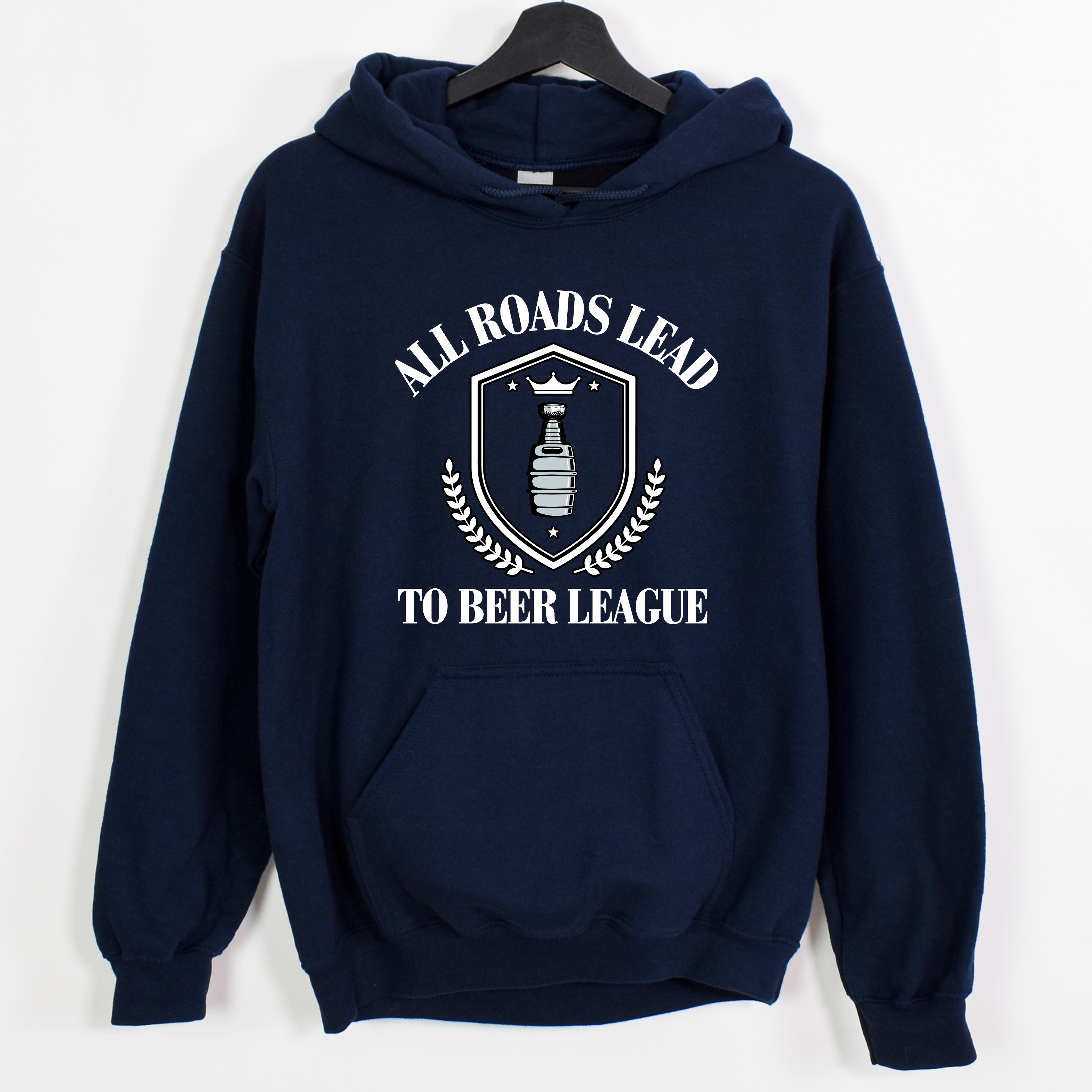 All Roads Lead To Beer League Hockey Hooded Unisex , , , Long Sleeve Tee