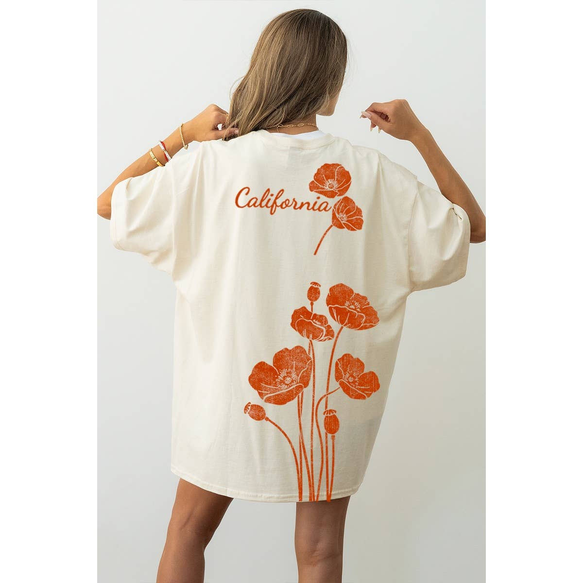 California Poppy Graphic Oversized Tee Unisex , , , Long Sleeve Tee