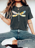 Floral White Dragonfly Botanical Unisex , , , Long Sleeve Tee