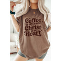 Coffee in My Hand Christ in My Heart Vintage Graphic Oversiz Unisex , , , Long Sleeve Tee