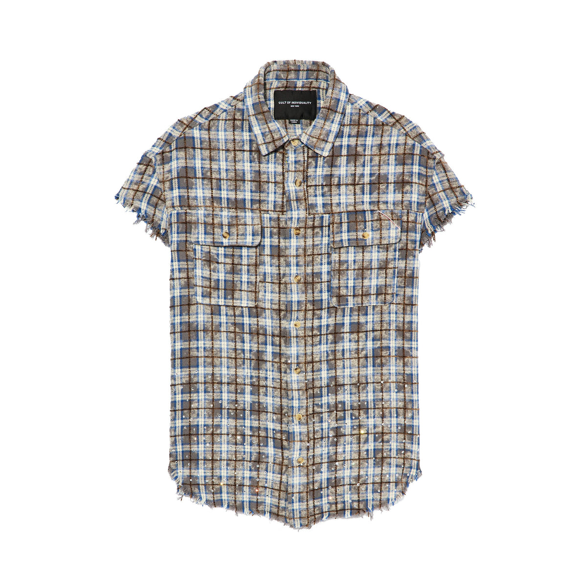 Cult's Sleeveless Woven Shirt in Sky Blue Unisex , , , Long Sleeve Tee