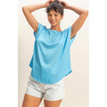 Satin Dolman Sleeve Round Neck Blouse Unisex , , , Long Sleeve Tee