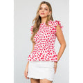 Smocked Spotted Print Top Unisex , , , Long Sleeve Tee