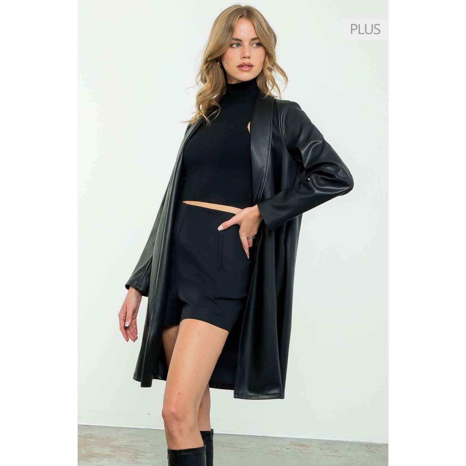 /Size Xl/ Leather Coat Unisex , , , Long Sleeve Tee