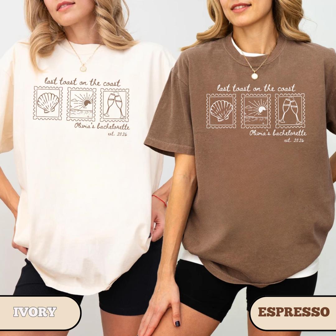 Last Toast Coast Bachelorette Custom Beach Bachelorette Party Last Splash Tee Personalized Seashell