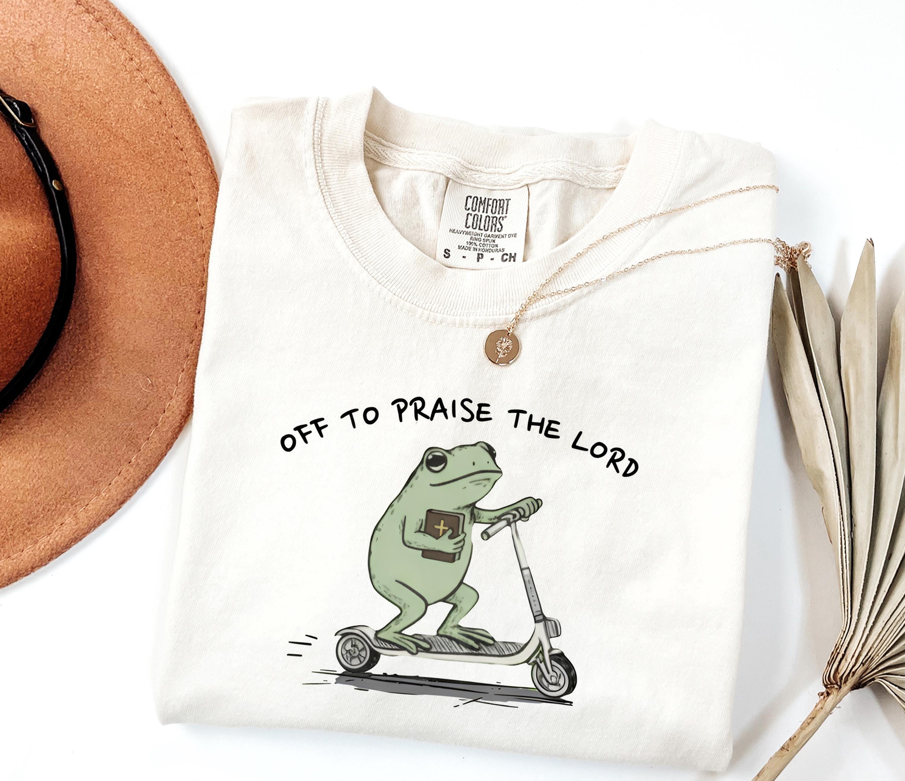 Comfort Colors Christian Dyed Tee Frog Off Praise Lord Bible Study Humor Jesus Church Faith