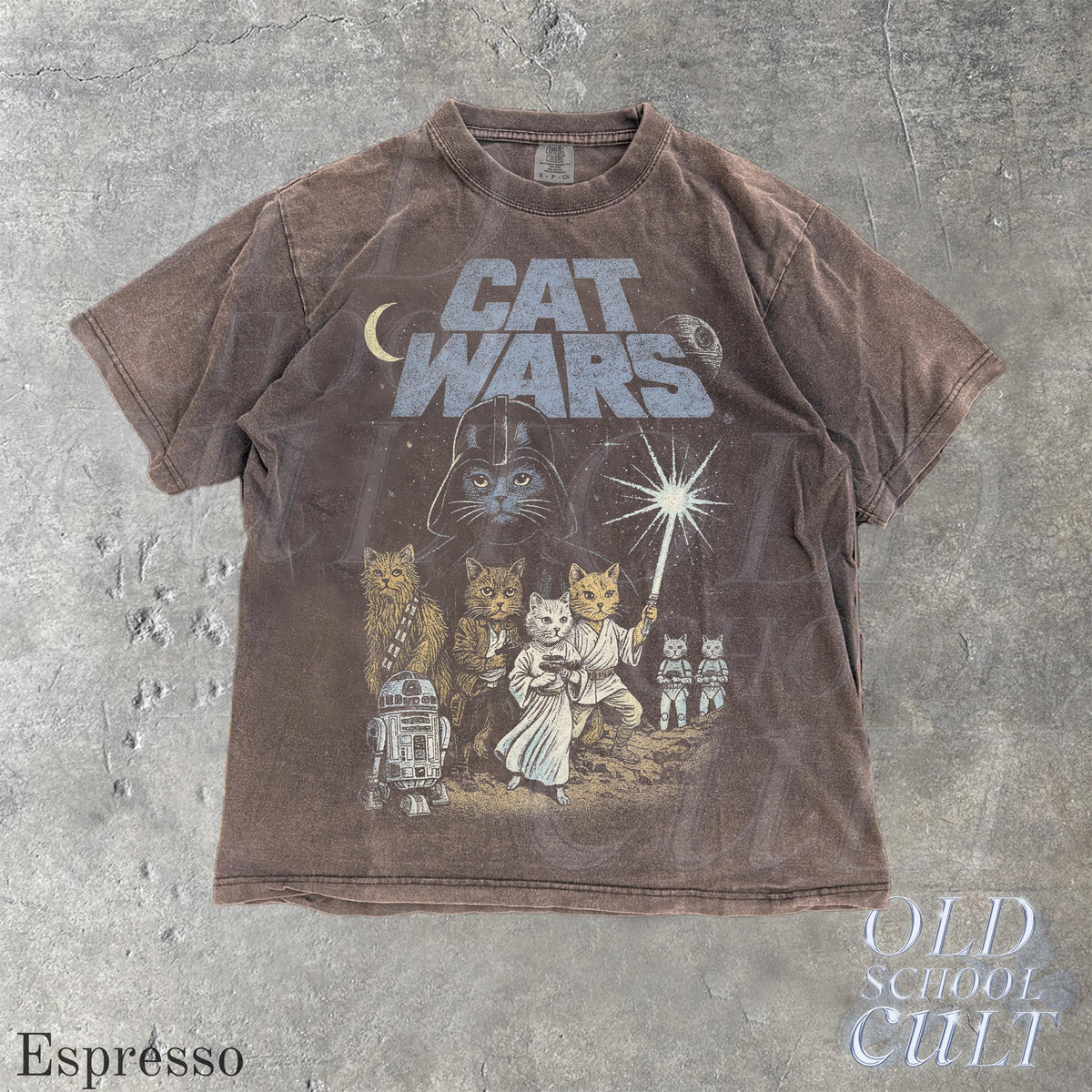 Cat Wars Vintage 90s Retro Space Cat Comfort Colors Tee Cat Warrior Cat Lovers Sci-Fi Nerdy Cat Tee