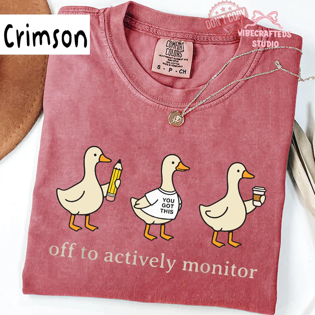 Off Actively Monitor Goose Comfort Colors Teacher Goose Testing Day Teacher Tee Teacher
