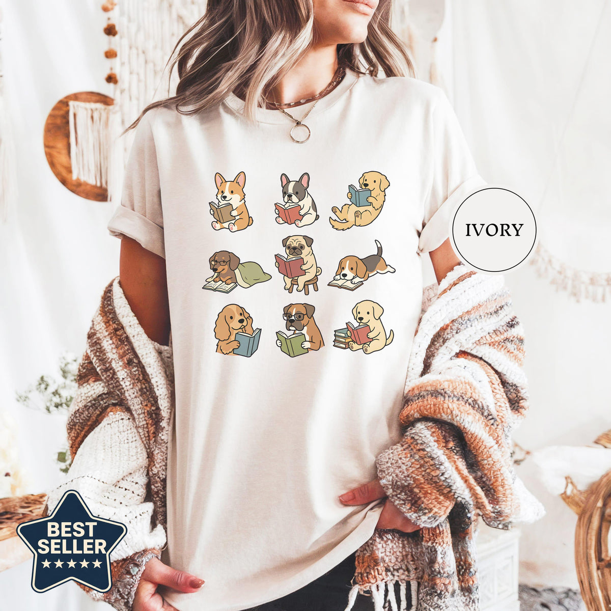Dog Reading Dogs Books Tee Dog Lover Animal Book Lover Dog