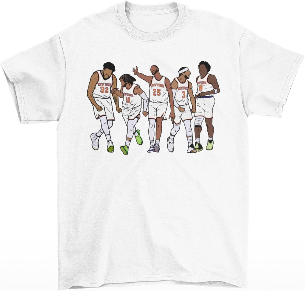 Ny Basketball Starting Brunson Towns Bridges Hart Anunoby Retro Tee