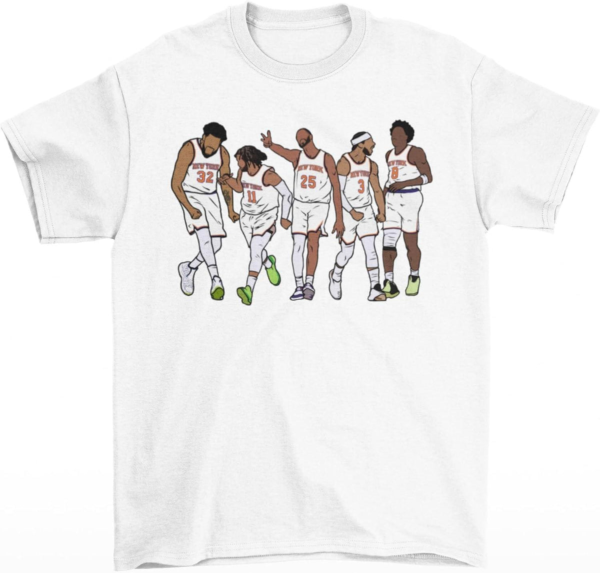 Ny Basketball Starting Brunson Towns Bridges Hart Anunoby Retro Tee