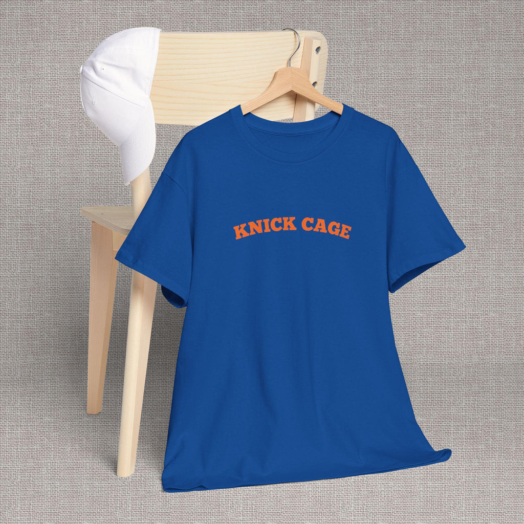 Knick Cage Tee Basketball Pun Ny Basketball Team Hoops Blue Orange Game Day Sports Fan