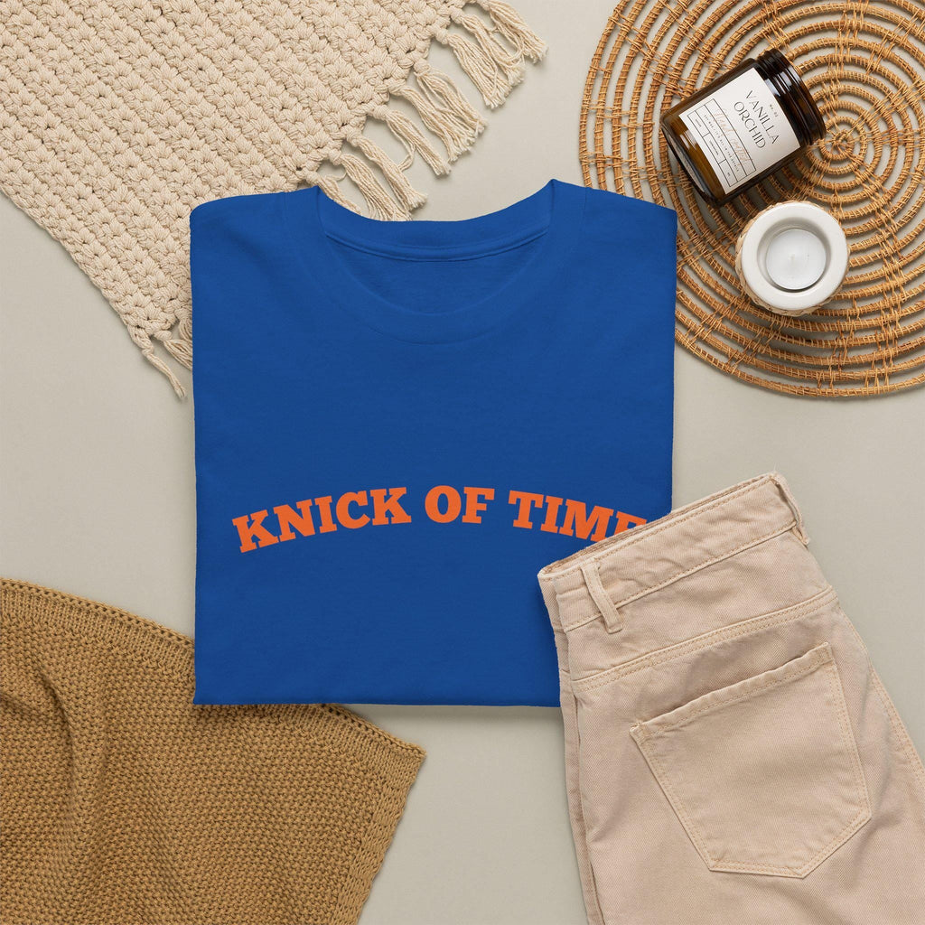 Knick Time Ny Basketball Pun Tee Sports Fan Blue Orange Game Day Retro Pop Culture