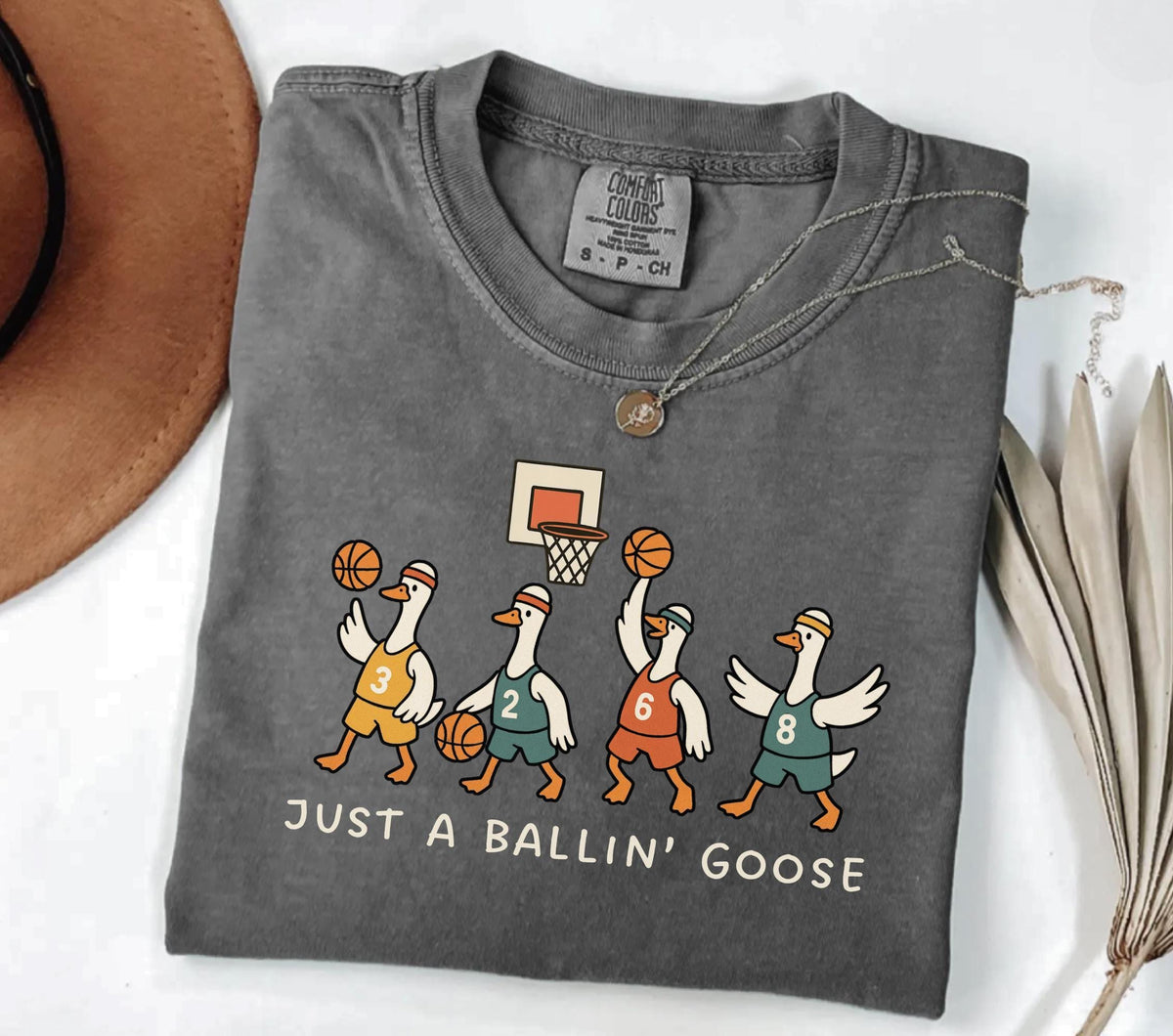 Ballin Goose Basketball Comfort Colors Basketball Sports Mom Fan Tee
