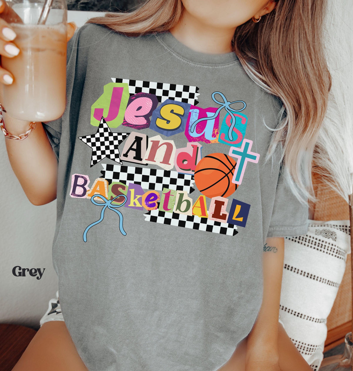 Comfort Colors Jesus Basketball Christian Basketball Mom Faith Sports Game Day Basketball