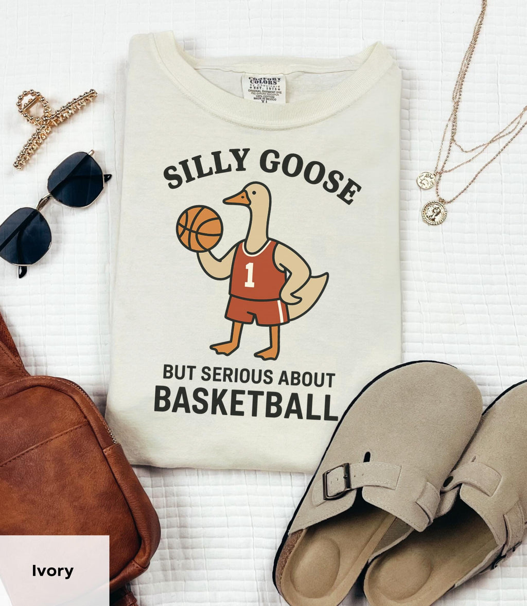 Silly Goose Basketball Goose Playing Basketball Tee Unisex
