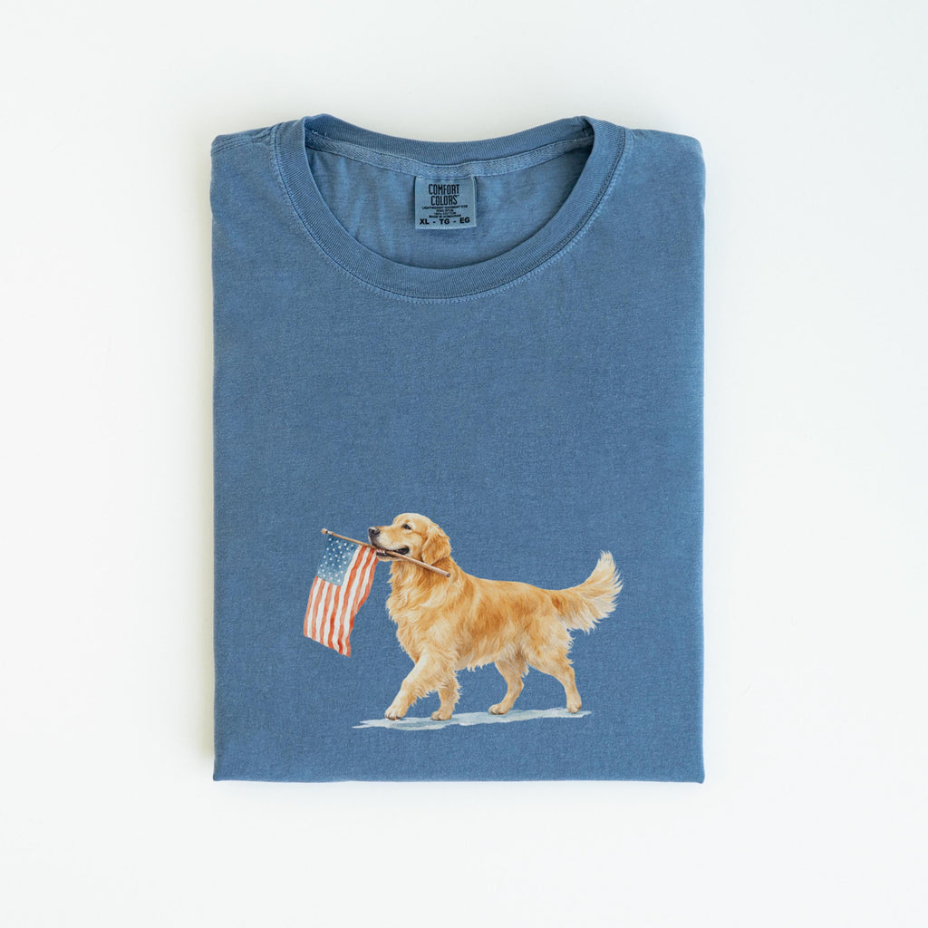 Golden Retriever American Flag Comfort Colors Golden Retriever 4th July Golden Mama Memorial Day Patriotic