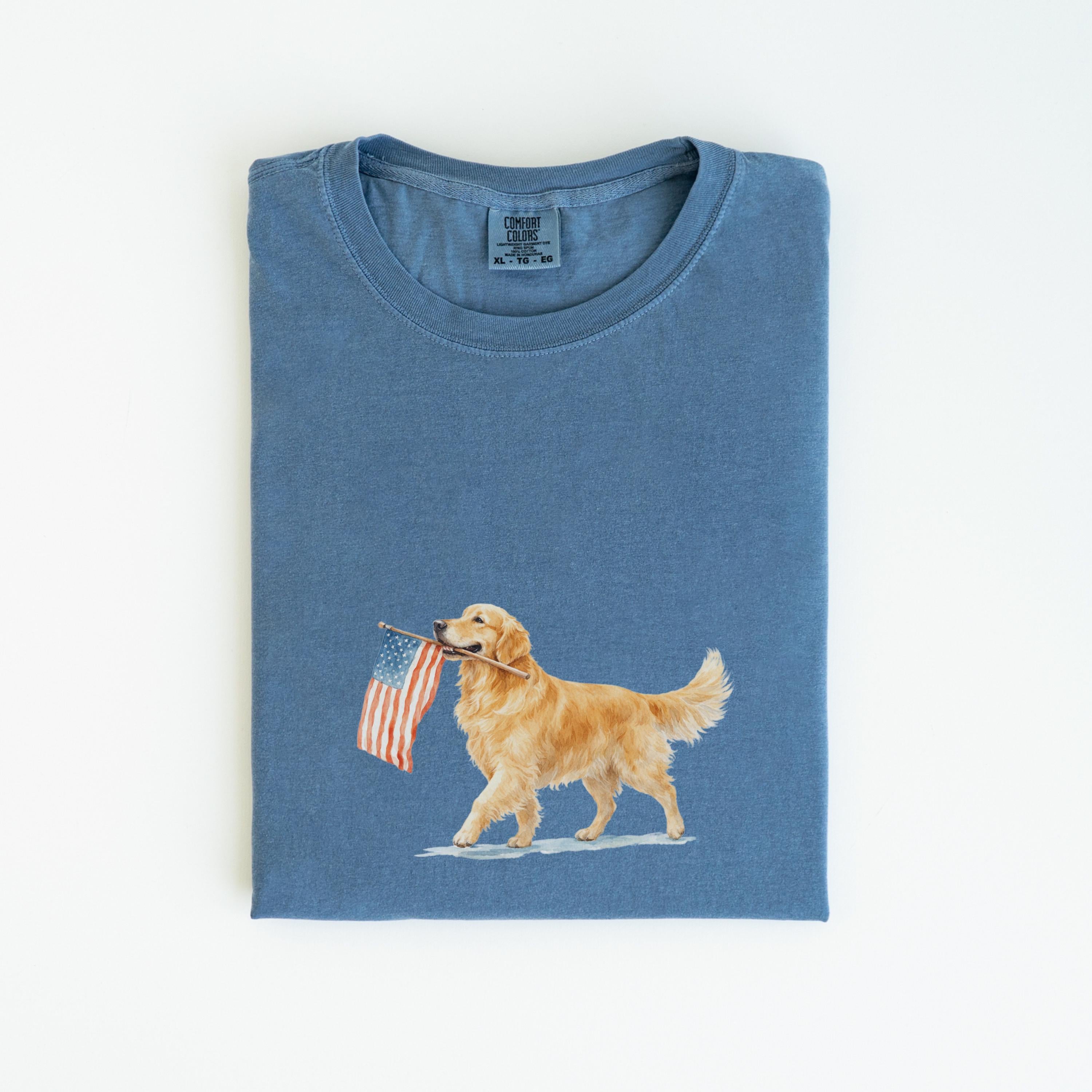 Golden Retriever American Flag Comfort Colors Golden Retriever 4th July Golden Mama Memorial Day Patriotic