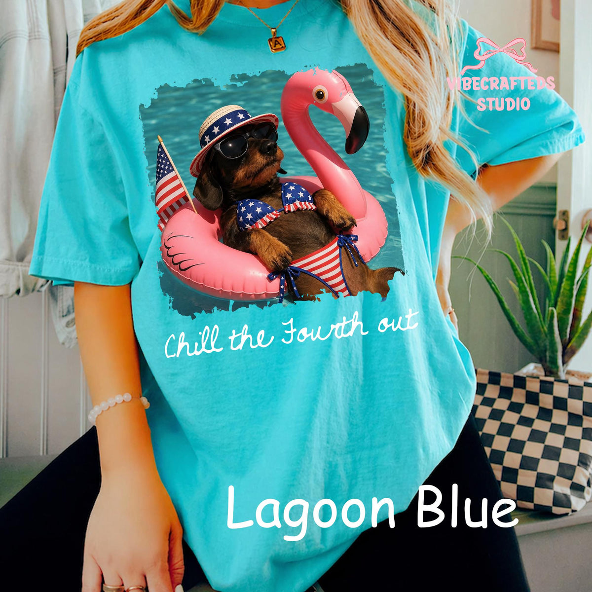 Chill Fourth Patriotic Dachshund Comfort Colors 4th July Tee Wiener Dog Usa Summer Pool Party Tee