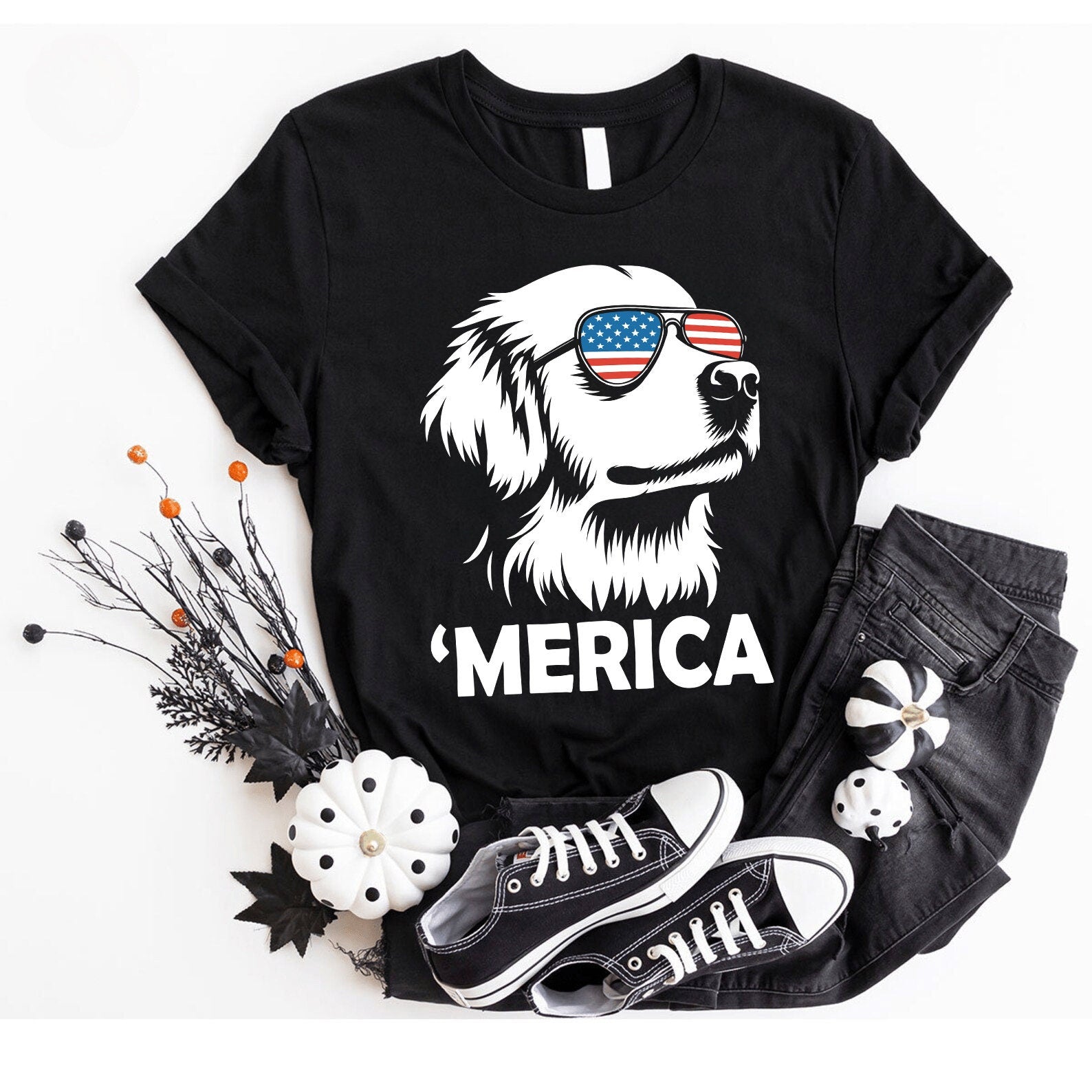 Merica Golden Retriever 4th July Dog Golden Retriever Mom Patriotic Dog Tee Golden Retriever Lover