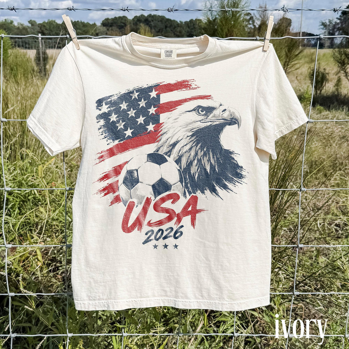 Vintage Usa World Cup 2026 Soccer American Eagle Football Fan Patriotic Sports Comfort Colors Tee