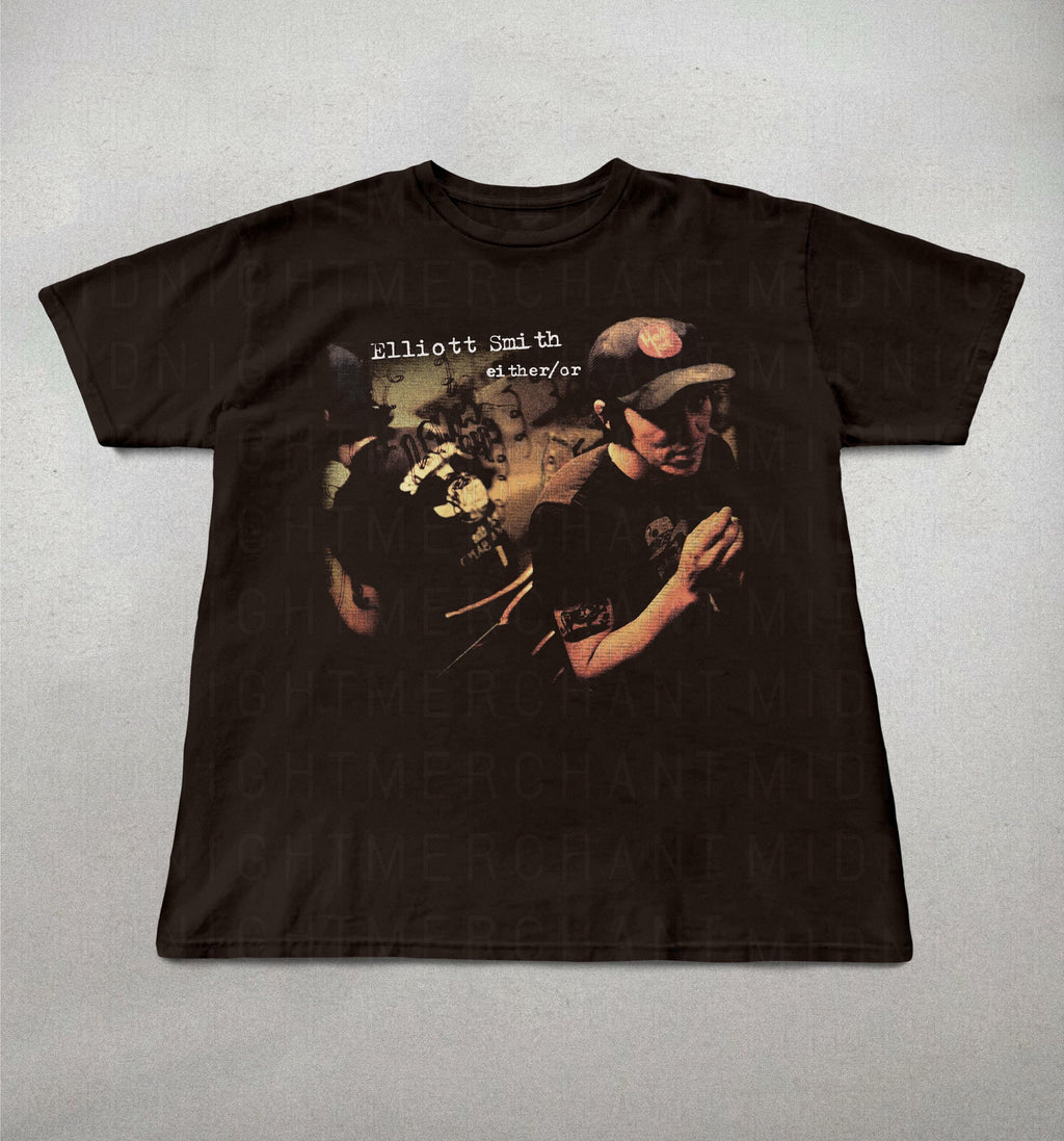 Elliot Smith Either Indie Folk Retro 90s Elliot Smith Alt Rock Tee 90s Band Tee