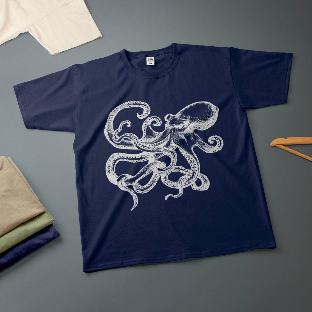 Octopus Ink Drawing Kraken Various Sizes Colours Tee Unisex