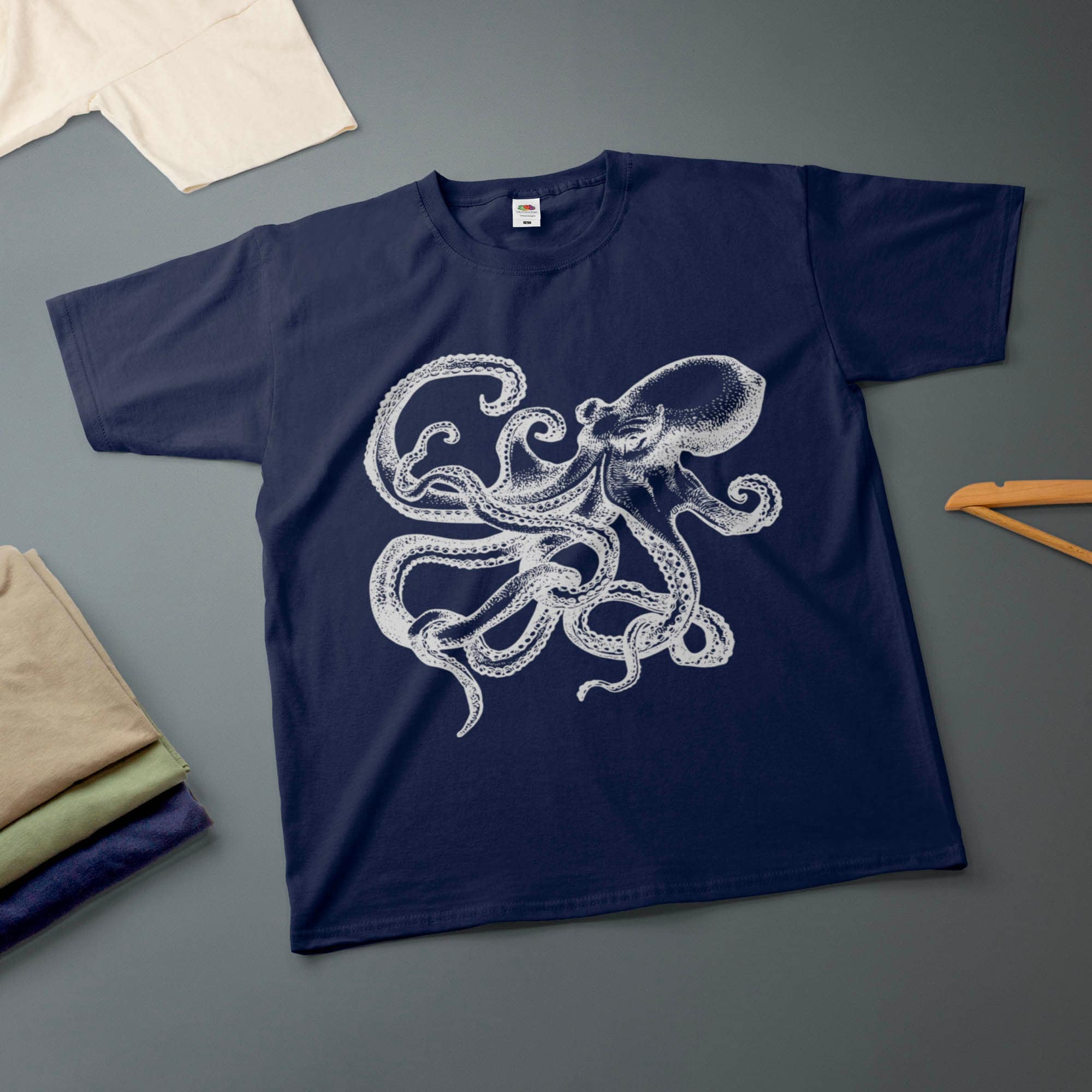Octopus Ink Drawing Kraken Various Sizes Colours Tee Unisex
