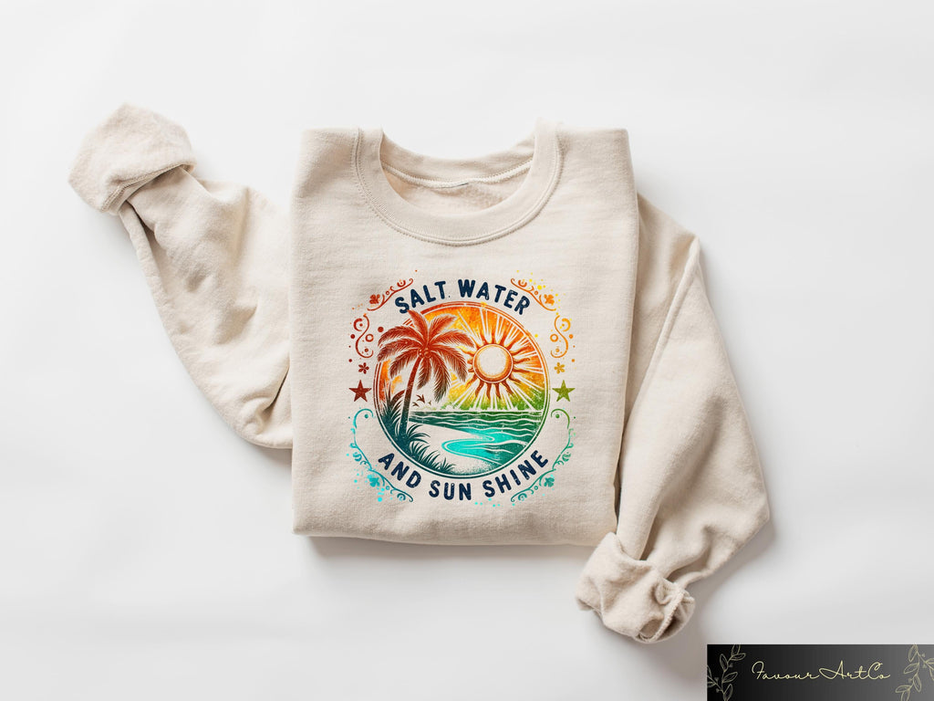 Salt Water Sun Shine Summer Holiday Retro Beach Tropical Vacation Summer Tee Sunshine