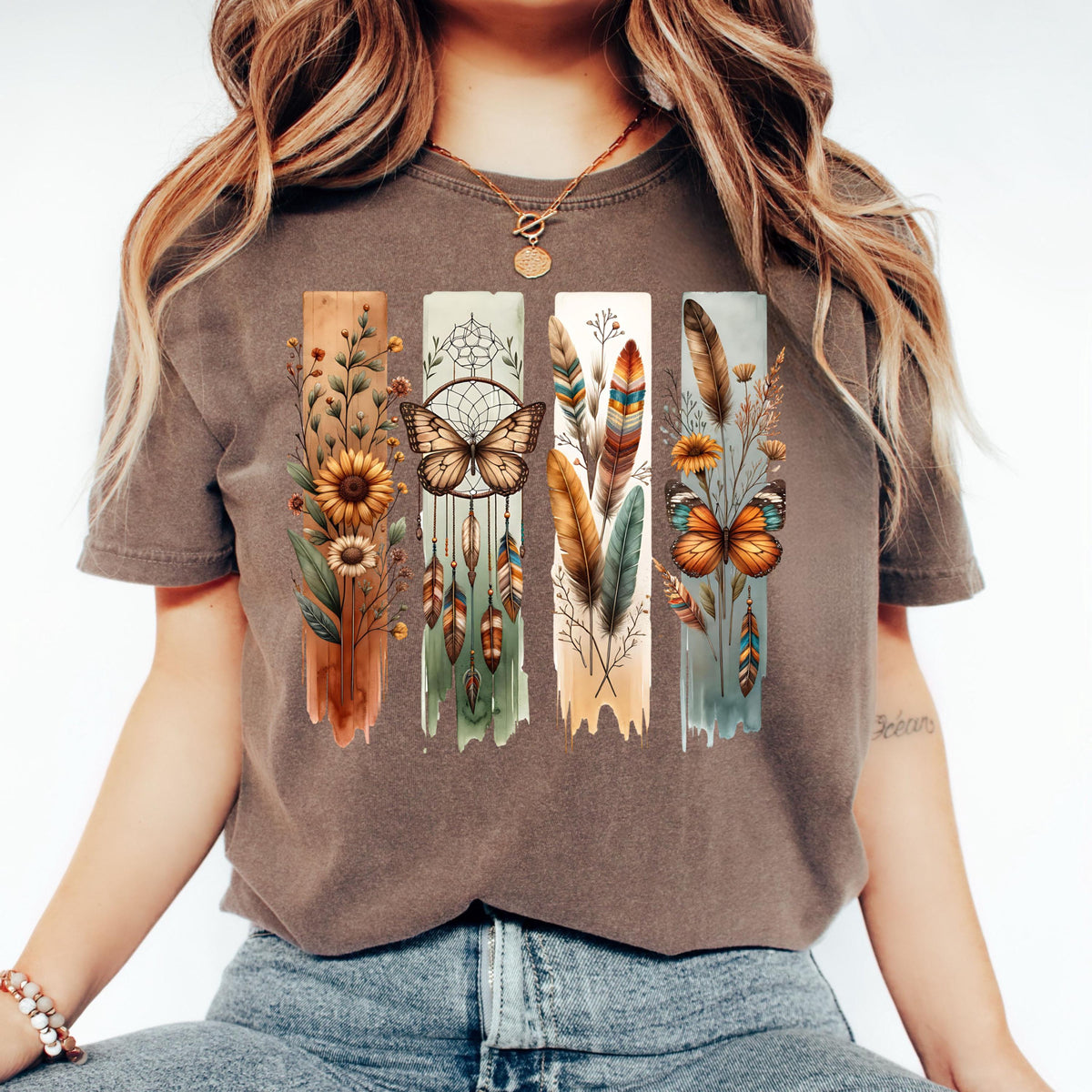 Comfort Colors Vintage Boho Flower Flower Butterfly Floral Retro Flower Nature Lover