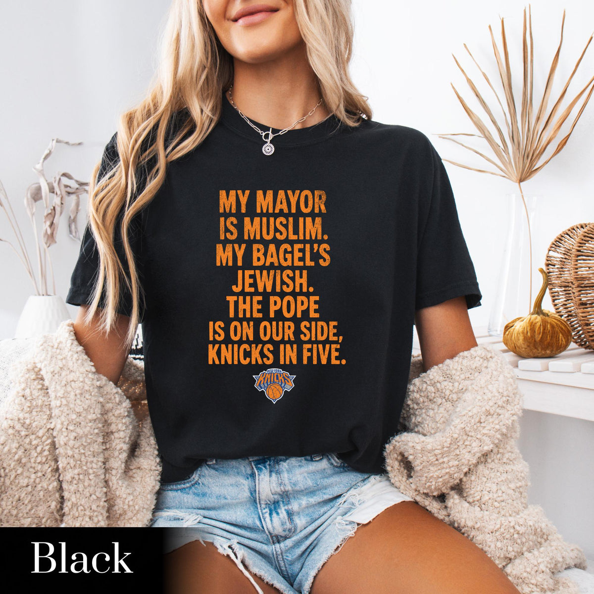 Mayor Muslim Bagels Jewish Pope Side Knicks Five Gildan Tee Knicks Nba Champions 2026 York City Parade