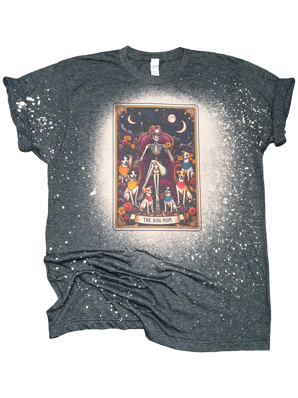 The Dog Mom – Tarot Card Bleached Tee Unisex , , , Long Sleeve Tee