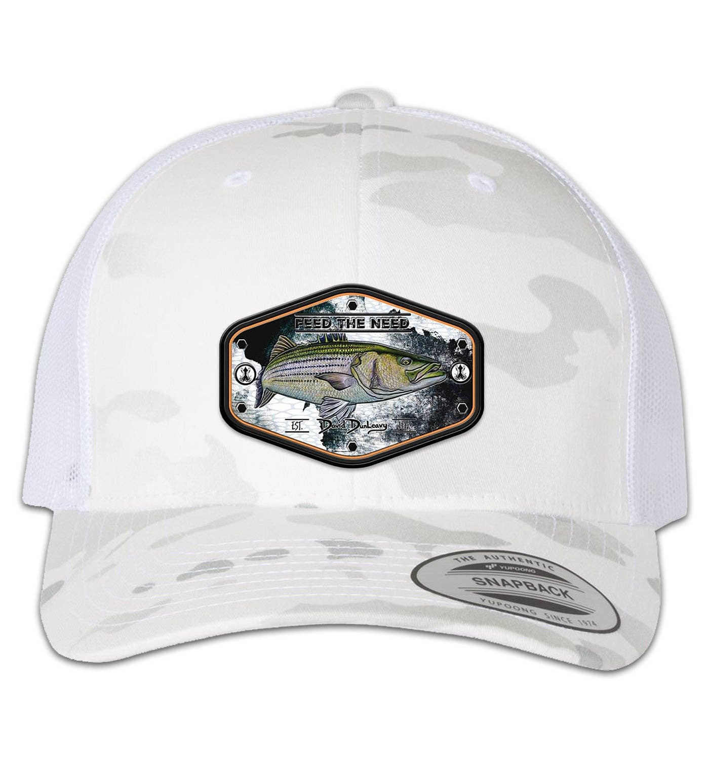 Stripah Kraken 6 Panel Trucker Snap Back Multicam Alpine White Hat Unisex , , , Long Sleeve Tee