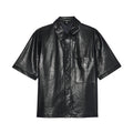 Cult's Oversized Leather Shirt in Black Unisex , , , Long Sleeve Tee