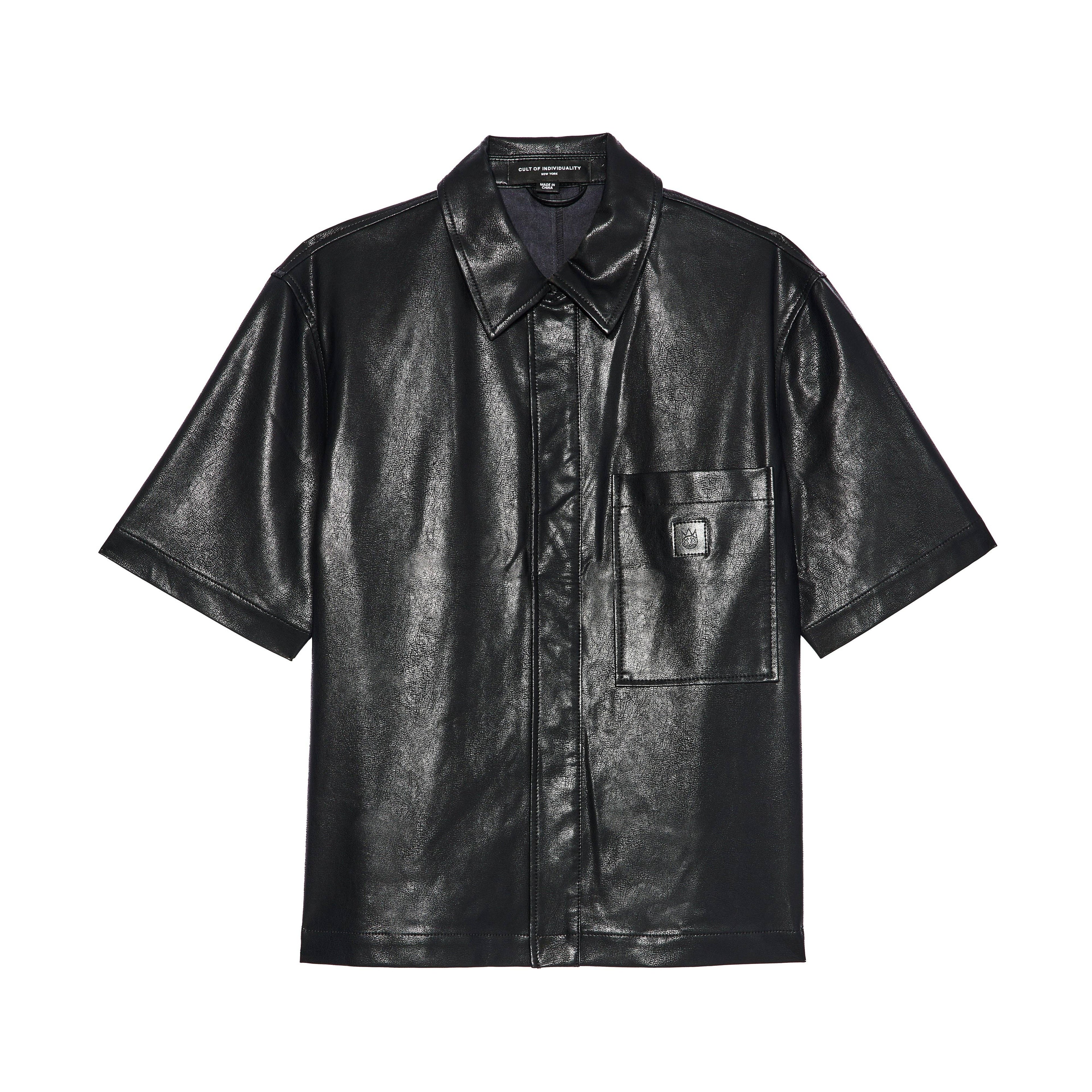 Cult's Oversized Leather Shirt in Black Unisex , , , Long Sleeve Tee