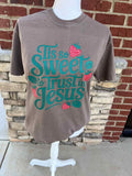 Tis So Sweet To Trust On Comfort Colors Espresso Tee Unisex , , , Long Sleeve Tee