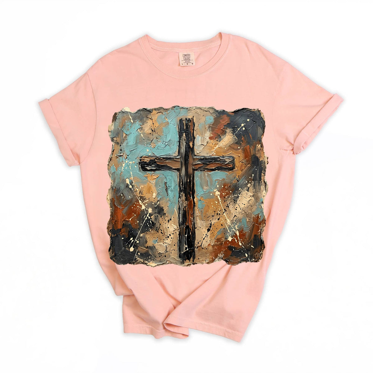 Brush Stroke Cross Comfort Colors Unisex , , , Long Sleeve Tee