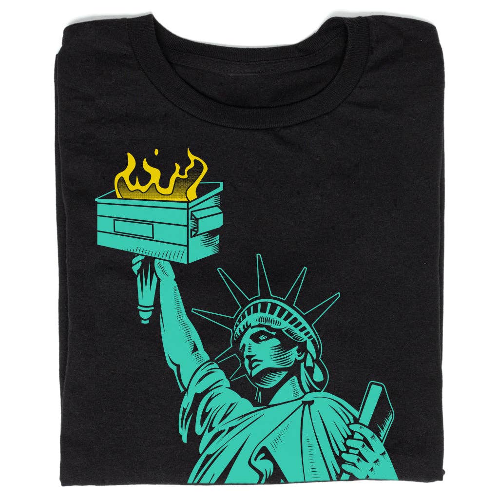 Lady Liberty Dumpster Fire Unisex , , , Long Sleeve Tee