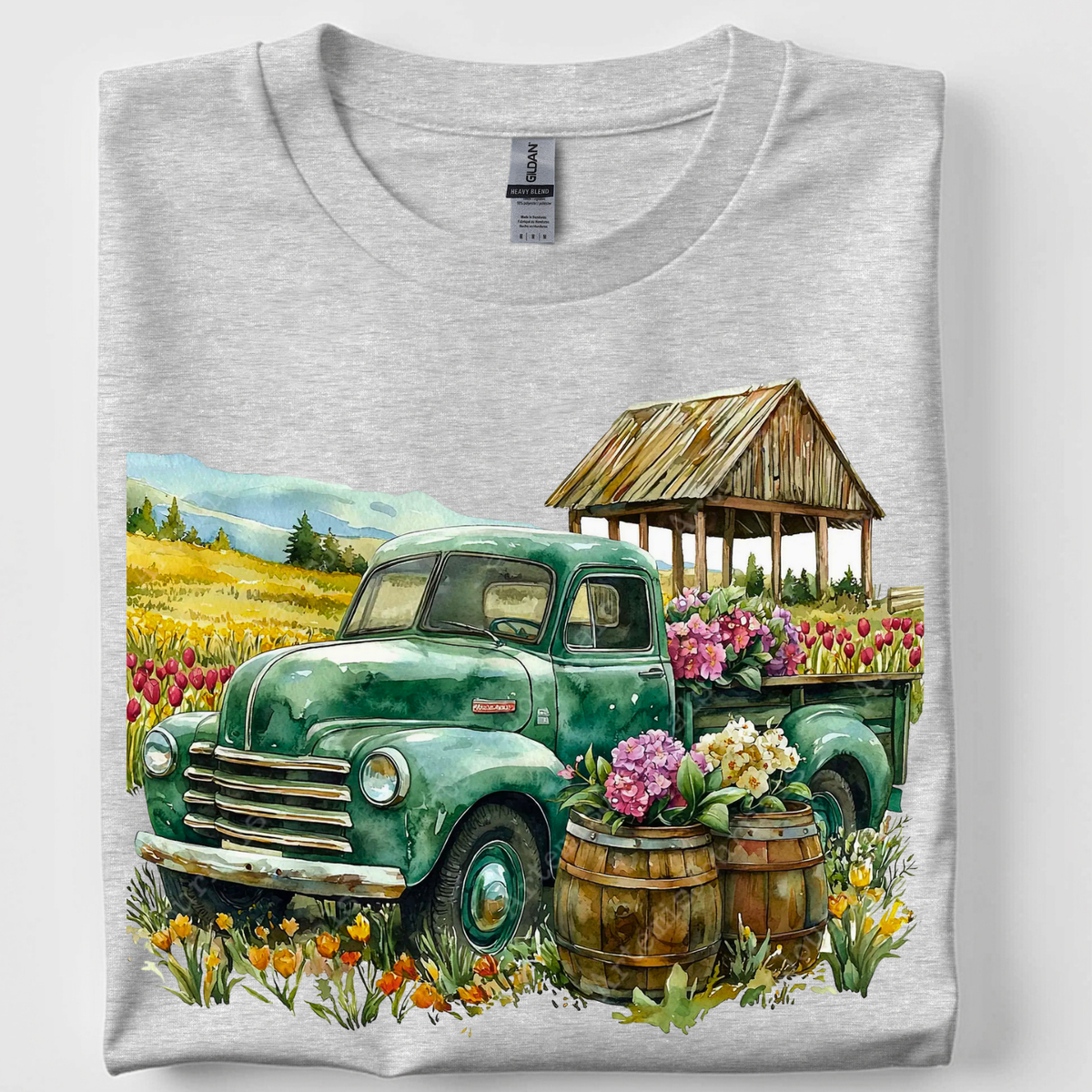 Vintage Truck Spring Flowers / Unisex , , , Long Sleeve Tee