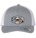 American Blue Crab 6 Panel Trucker Snap Back Heather Grey White Hat Unisex , , , Long Sleeve Tee