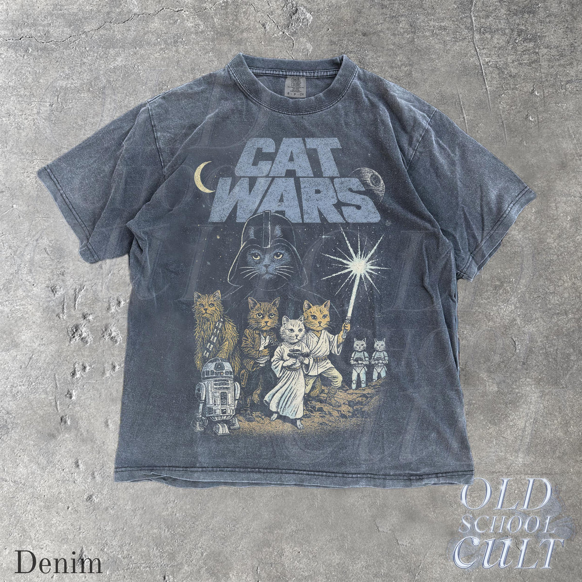 Cat Wars Vintage 90s Retro Space Cat Comfort Colors Tee Cat Warrior Cat Lovers Sci-Fi Nerdy Cat Tee