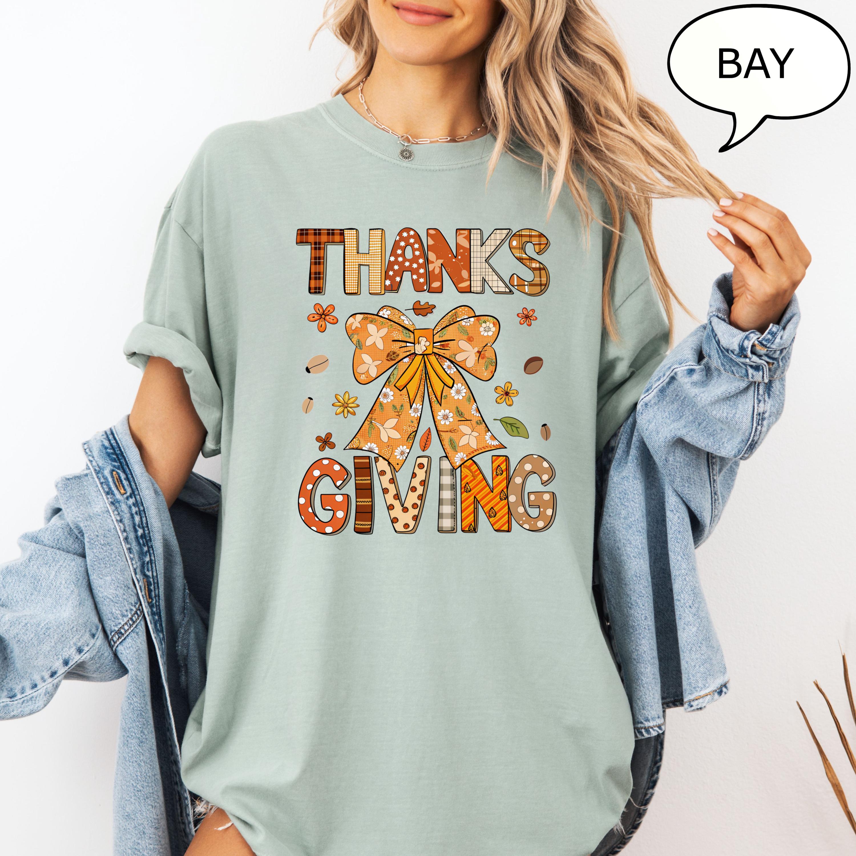 Comfort Colors Coquette Bow Thanksgiving Autumn Fall Thanksgiving Thankful Thanksgiving
