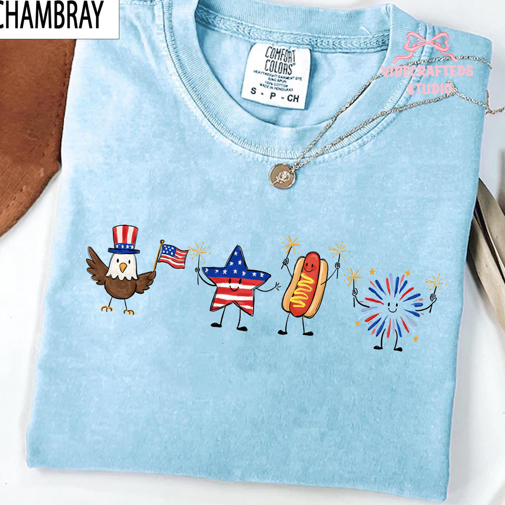4th July Patriotic Eagle Star Hotdog Firework Tee America Comfort Colors Usa Tee Independence Day