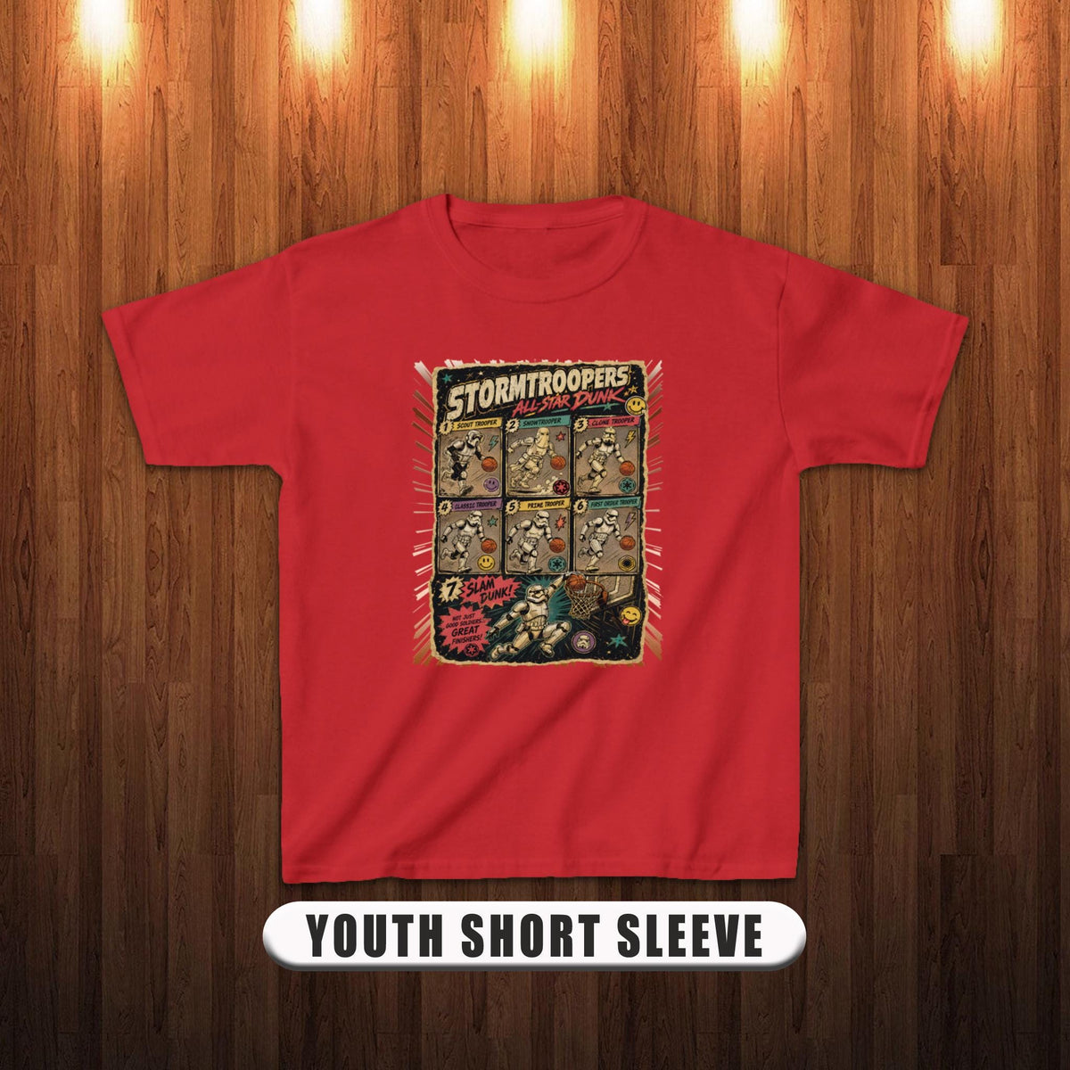 Troopers Basketball Star Dunk Dark Side Soldiers Parody Vintage Pop Culture Tee